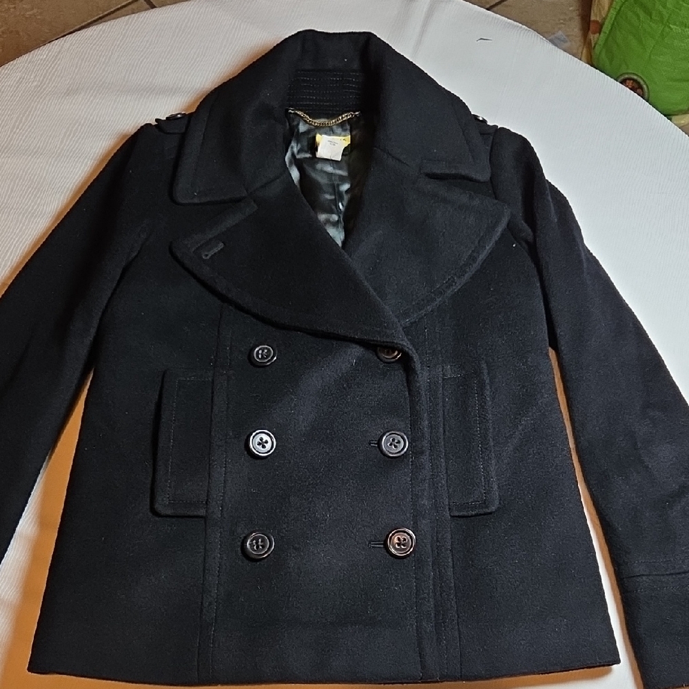 J.CREW VTG Elegant Black Double-Breasted Coat 100%WOOL SZ 4.